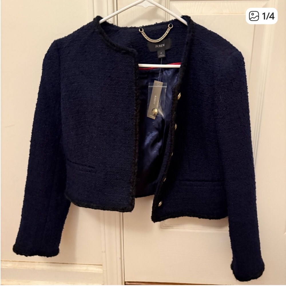NWT J Crew Louisa Lady Jacket Sz 2 Navy